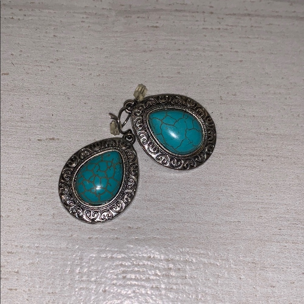 Costume Faux turquoise dangle earrings